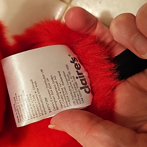 NWT Women's Christmas Earmuffs Headband Cat Ears Red Fur Holly Berries Glitter - Picture 8 of 10